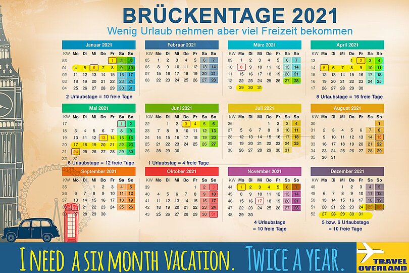 Bruckentage 2021 Urlaub Maximieren Mit Unserer Ubersicht Travel Overland De